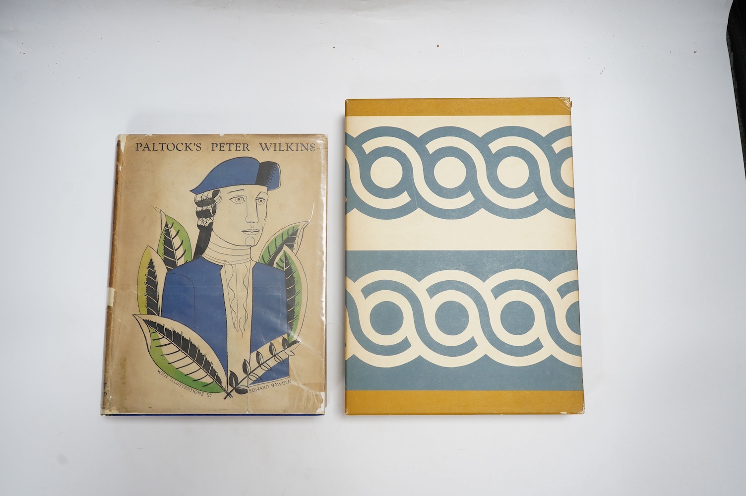 Bawden, Edward first book as illustrator - Paltock, Peter - The Life and Adventures of Peter Wilkins, 4to, blue cloth gilt in a torn d/j, with loss, with 19 coloured stencil illustrations, 5 being full page, 4 double-pag